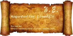 Wagenhoffer Elemér névjegykártya
